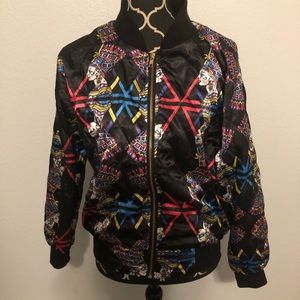 Kuccia Satin Printed Bomber Zip Jacket